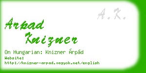 arpad knizner business card